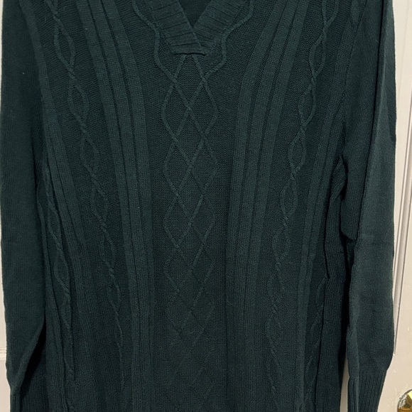 Forest Green Cable Knit Hooded sweater by Market & Spruce size 2x - Picture 2 of 5